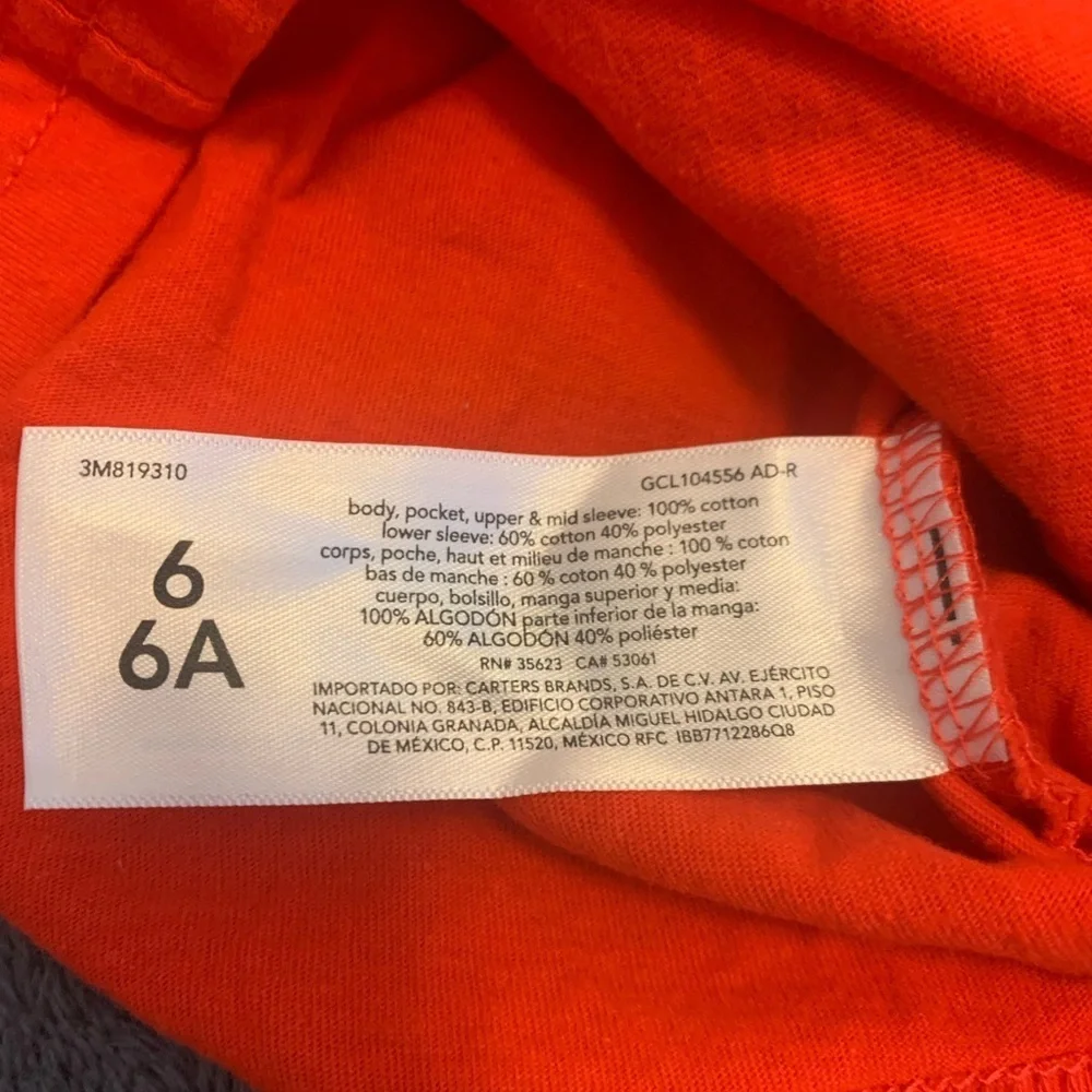Carter's Red and Blue Long Sleeve Tee Size 6 Pocket